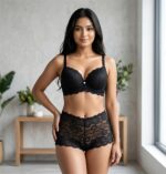 4Pis Ring-Safe Premium Lace Foam Bra Panty  Combo Set 2 - Image 4