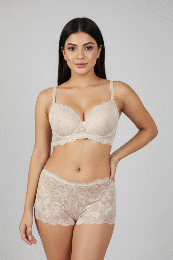 4Pis Ring-Safe Premium Lace Foam Bra Panty  Combo Set (Copy) - Image 5