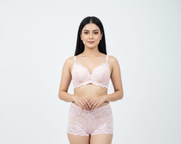 4Pis Ring-Safe Premium Lace Foam Bra Panty  Combo Set  3 - Image 3