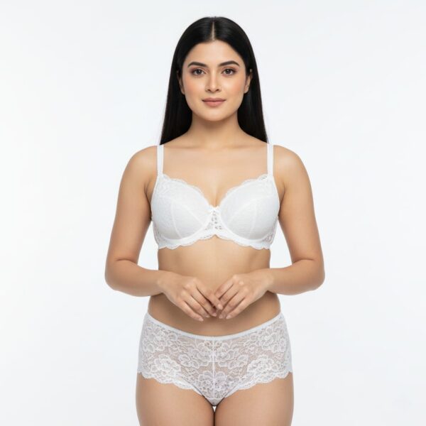 4Pis Ring-Safe Premium Lace Foam Bra Panty  Combo Set  3 - Image 5